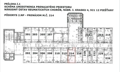 Sch&eacute;ma umiestnenia - miestnosť č.214