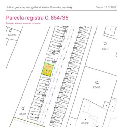 farebne vyznačen&eacute; pozemky s gar&aacute;žami